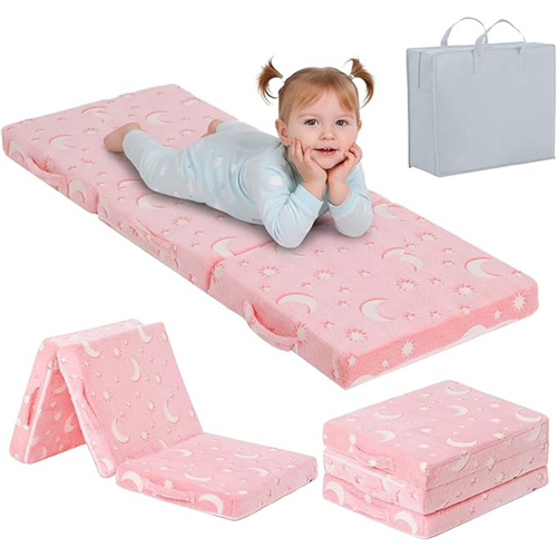 Foldable Floor Mattress for Kids-Glow in The Dark Toddler Nap Mat with Storage Bag
